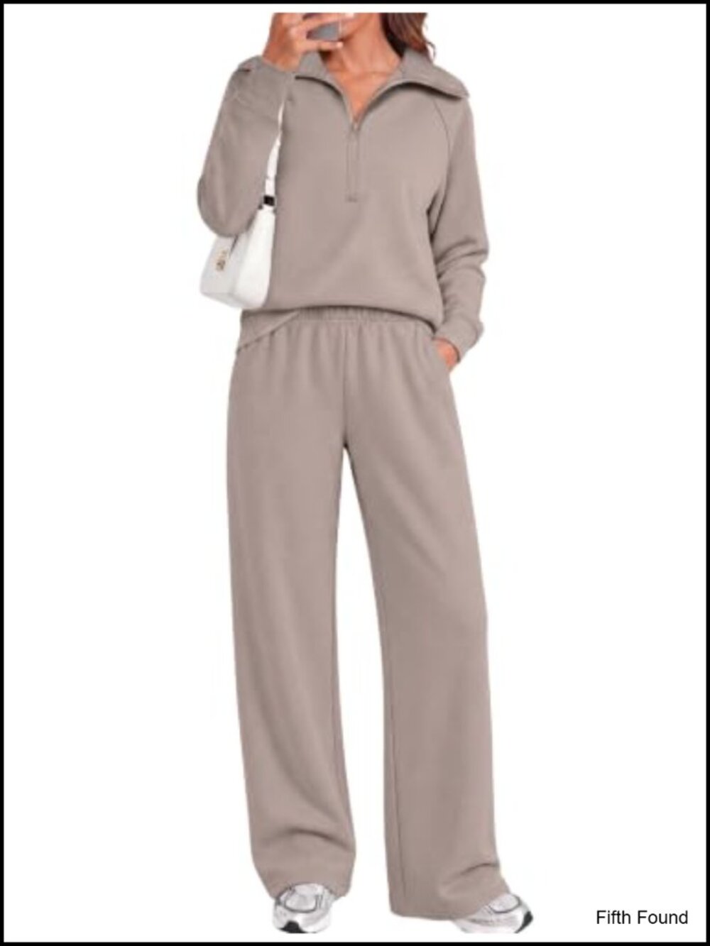 Cozy Women's Two Piece Lounge Sweatsuit with Half-Zip Top and Wide-Leg Pants